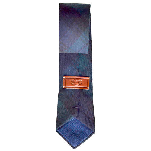 Forest Green and Navy Blue Tartan Wool and Denim Tie