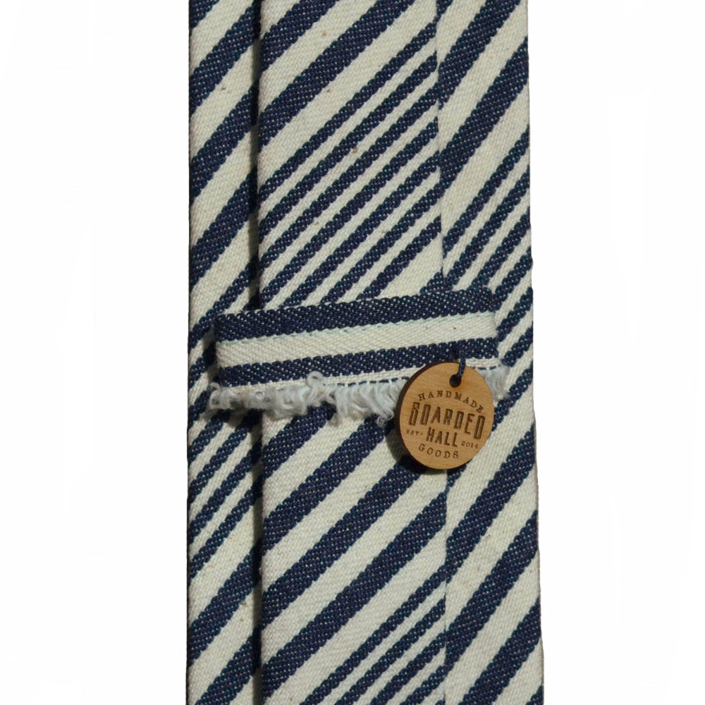 Navy and Cream Denim Stripe Tie
